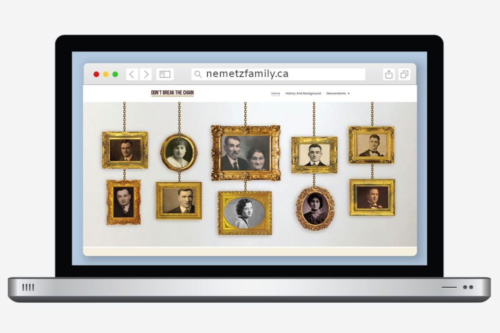Nemetz Family website on a laptop